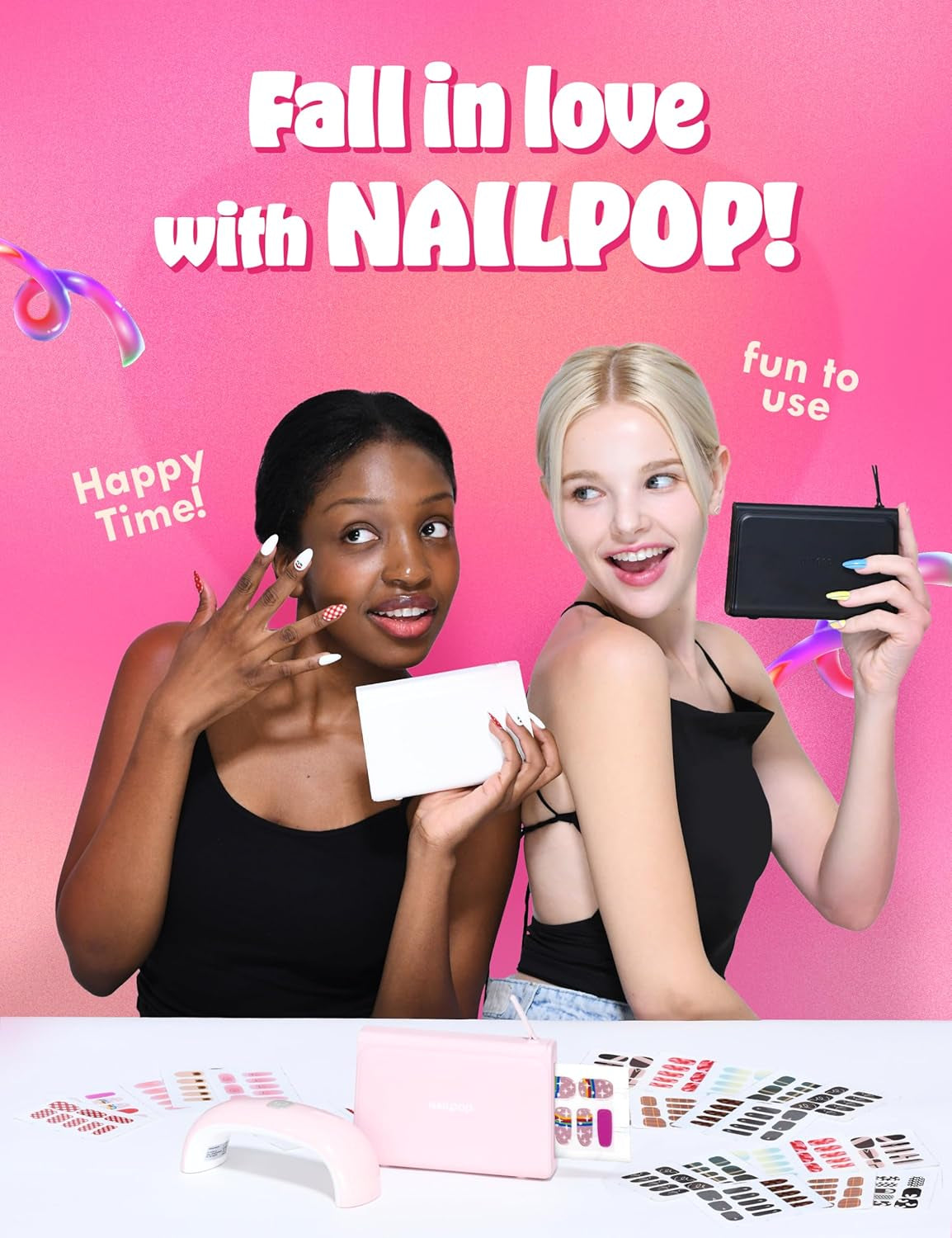 NAILPOP Nail Art Printer Machine - Digital Nail Design Machine Printer That Comes W/ 10 Sheets of Nail Sticker Paper | Wireless & Automatic Nail Art Machine | Limitless Design & Easy Navigation (PINK)