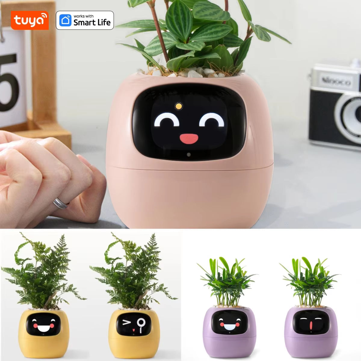 Tuya Smart Life Planter,Endless Fun over 49 Rich Expressions,7 Smart Sensors,Ai Chips Make Raising Plants Easy and Fun