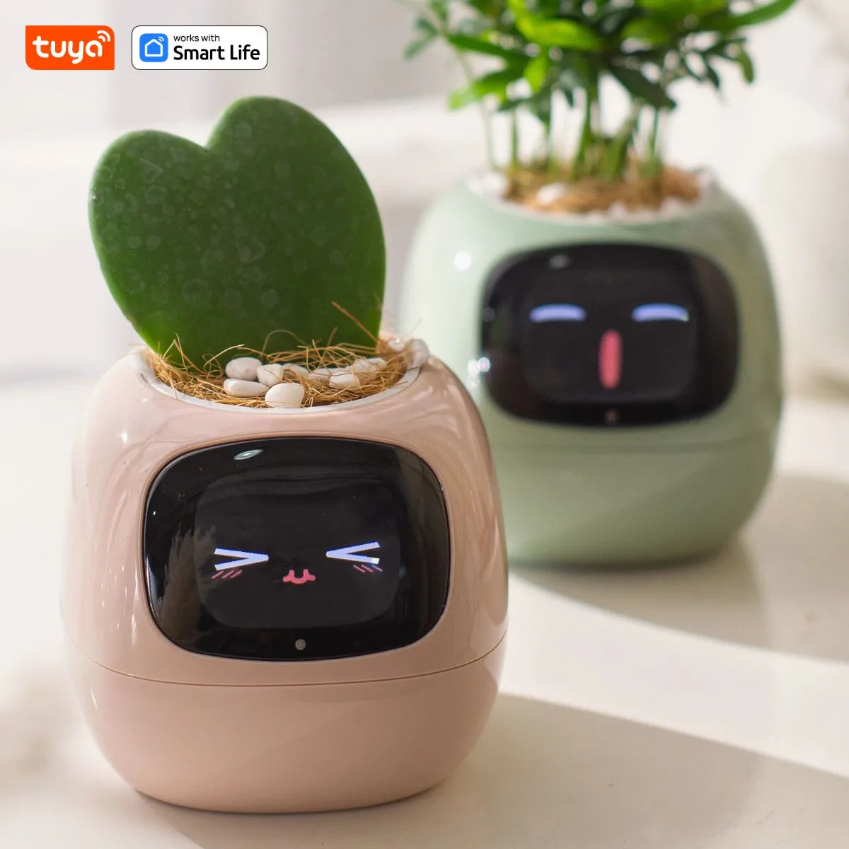 Tuya Smart Life Planter,Endless Fun over 49 Rich Expressions,7 Smart Sensors,Ai Chips Make Raising Plants Easy and Fun