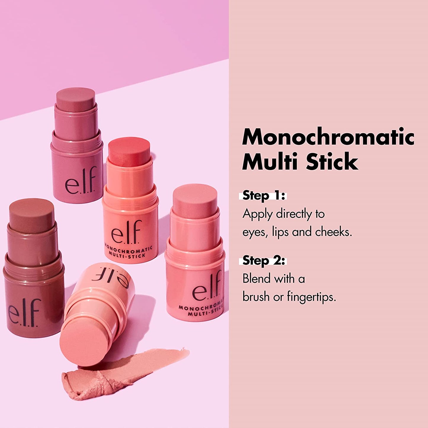 Monochromatic Multi Stick, Luxuriously Creamy & Blendable Color, for Eyes, Lips & Cheeks, Dazzling Peony, 0.17 Oz