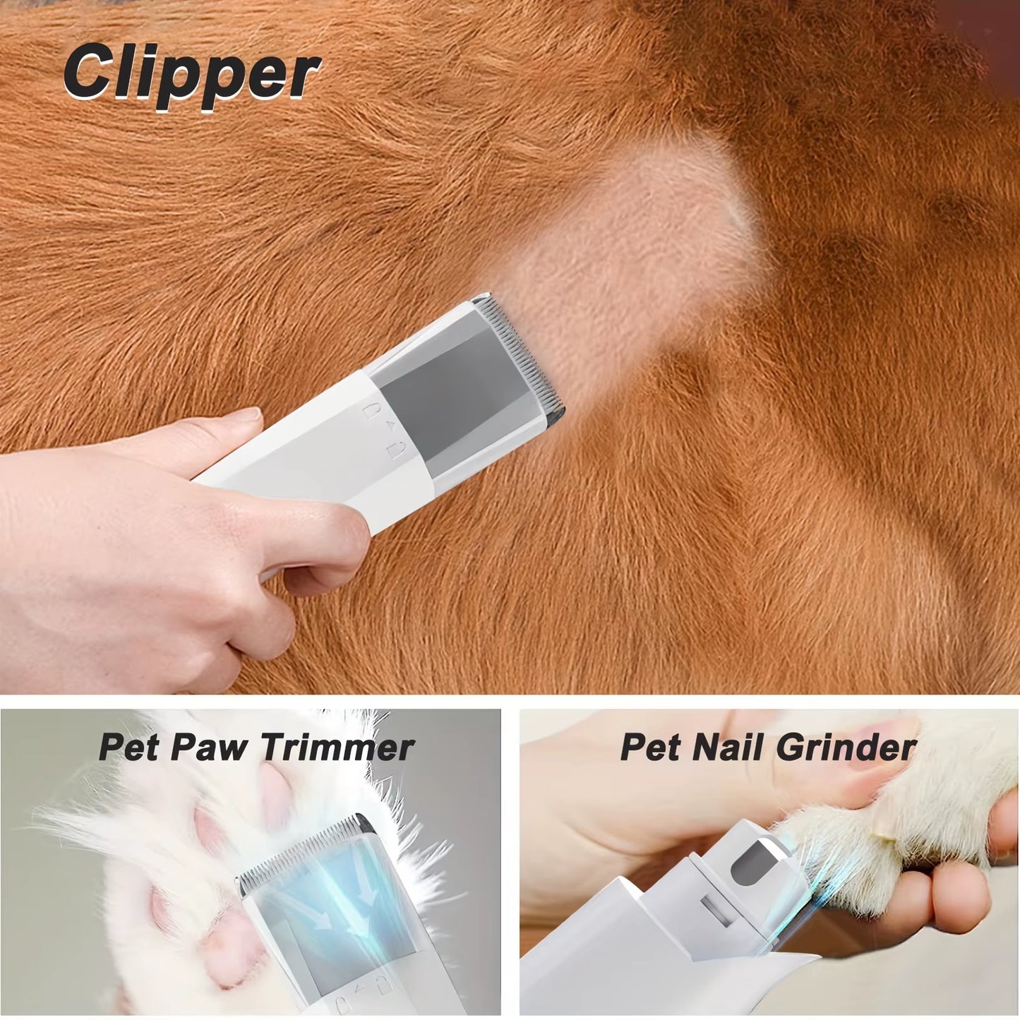 Dog Grooming Vacuum Kit 7-In-1 Pet Clipper with Nail Grinder Hair Trimming & Combing Low Noise Pet Grooming Products