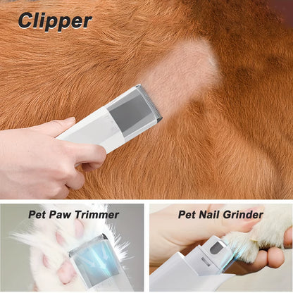 Dog Grooming Vacuum Kit 7-In-1 Pet Clipper with Nail Grinder Hair Trimming & Combing Low Noise Pet Grooming Products